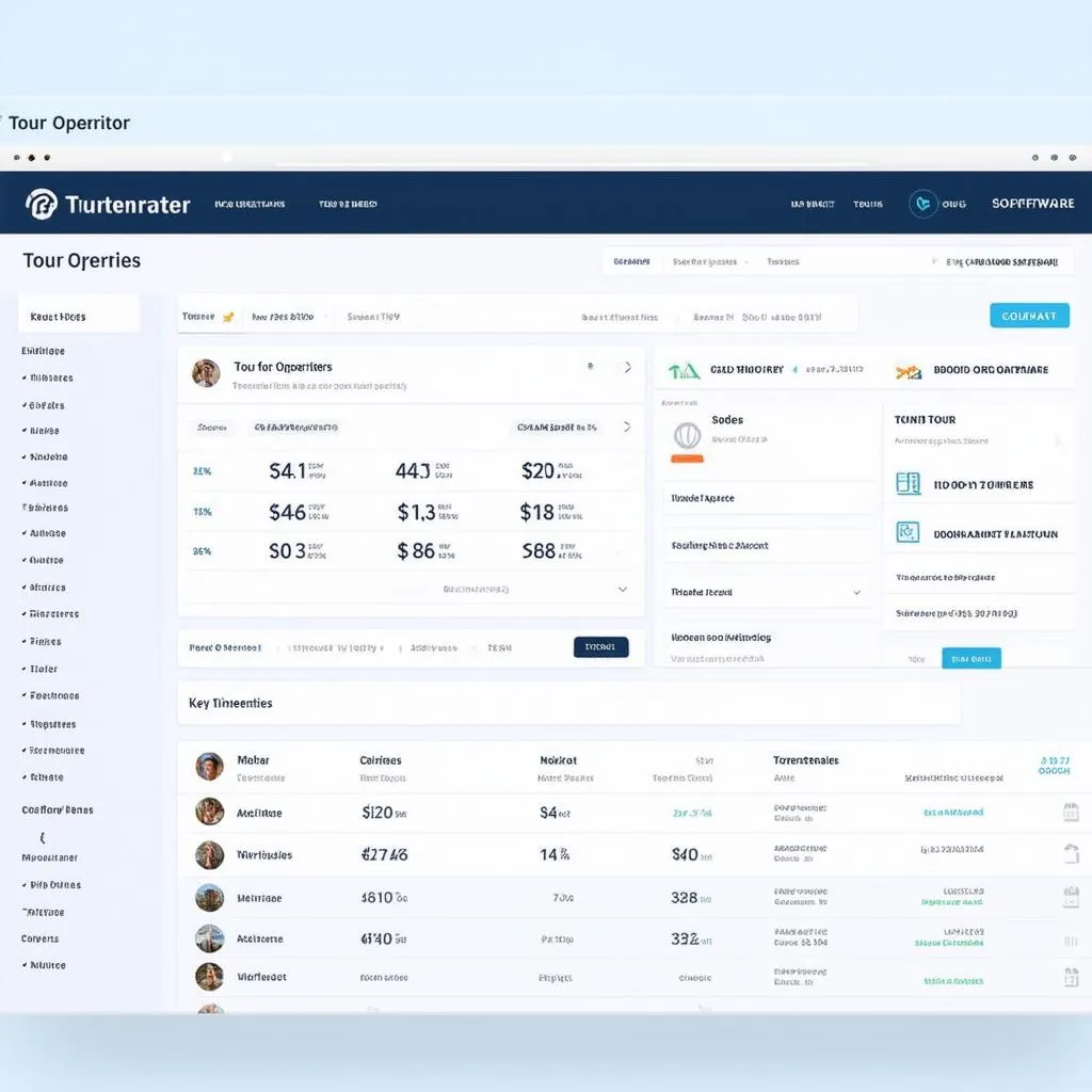 Tour operator software dashboard