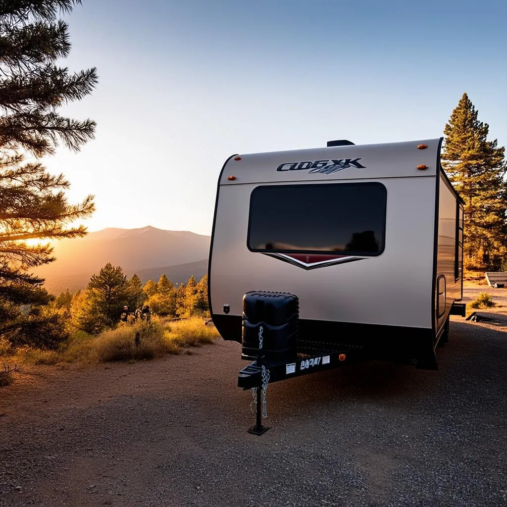 Travel Trailer parked at a campsite