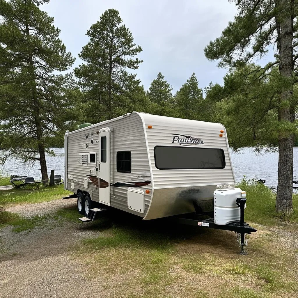 travel trailer at a campsite