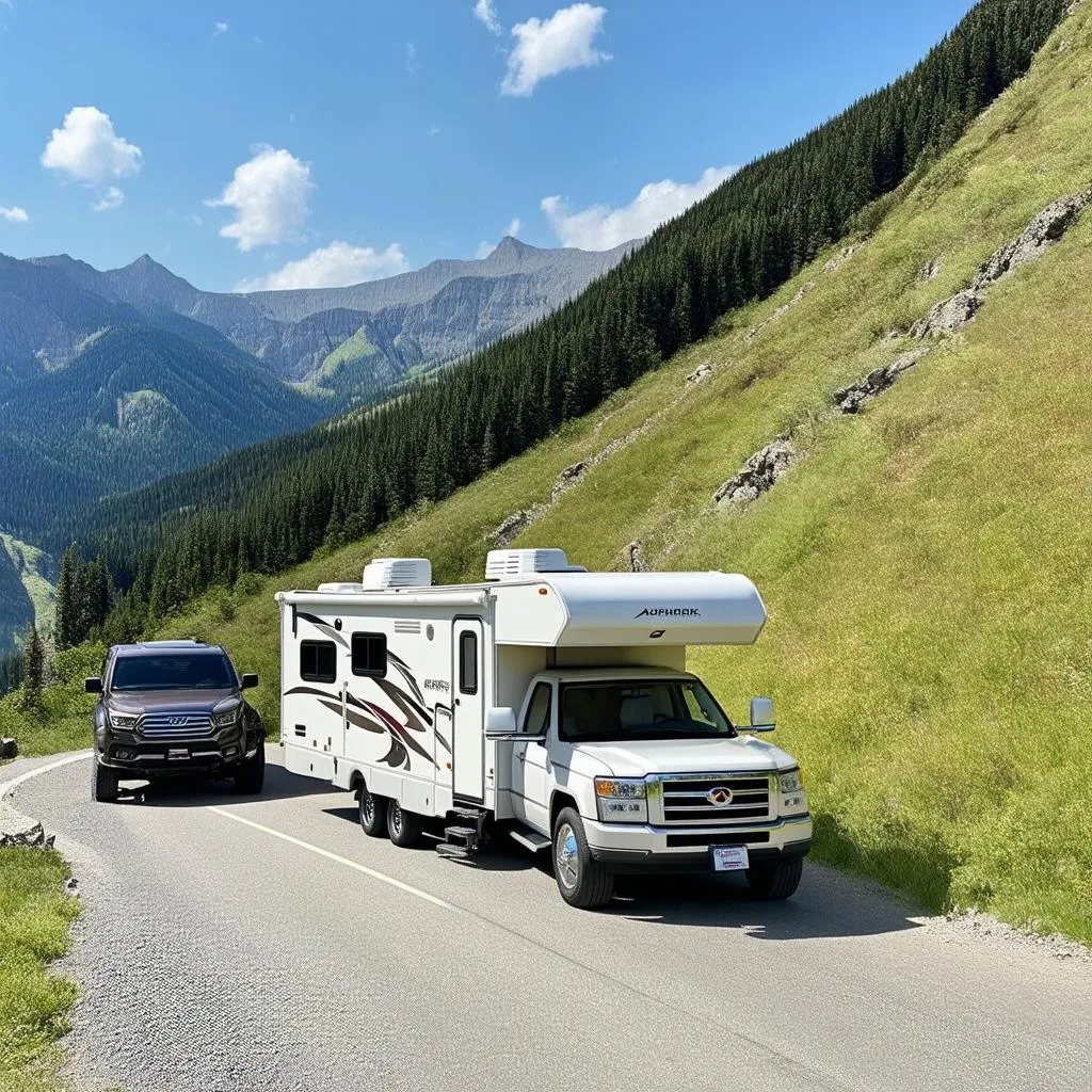 Travel Trailer on a Scenic Mountain Road