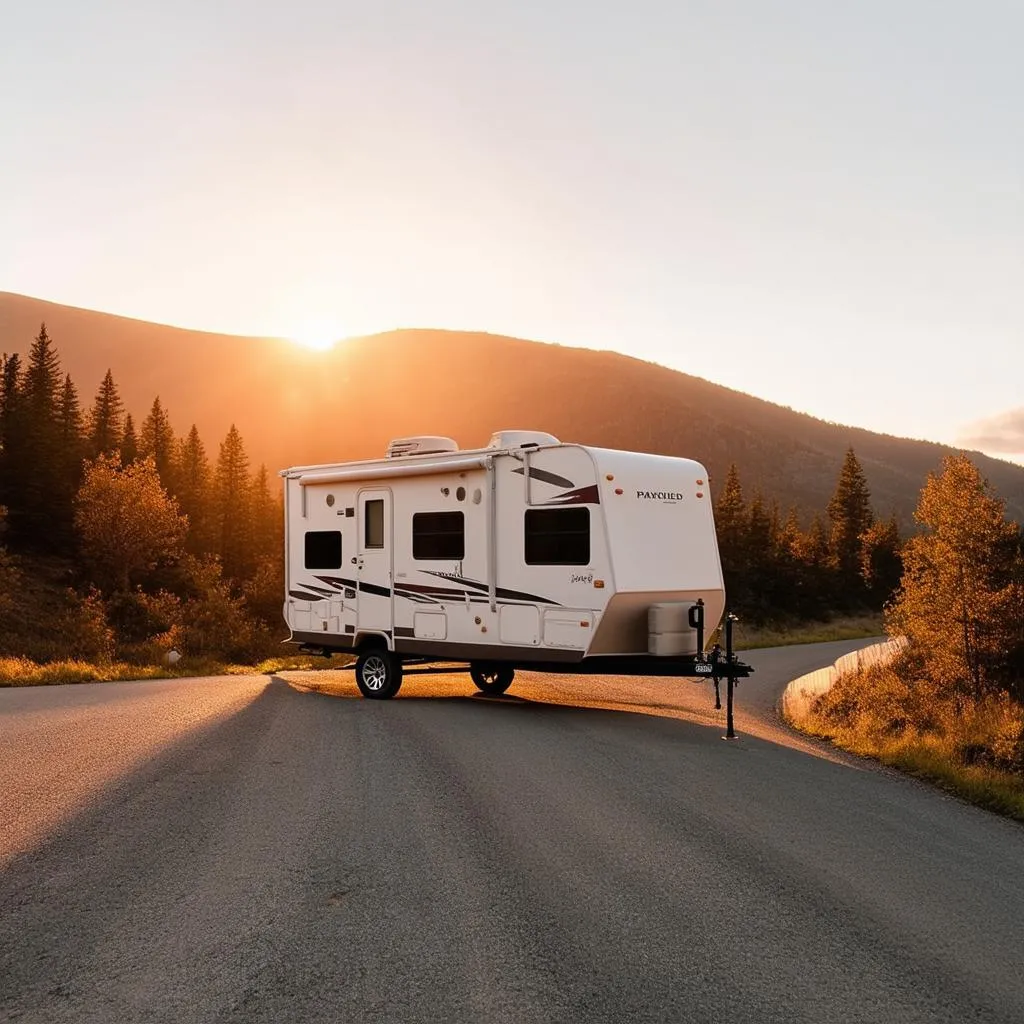 Travel Trailer on Mountain Road