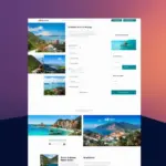 Modern travel website homepage