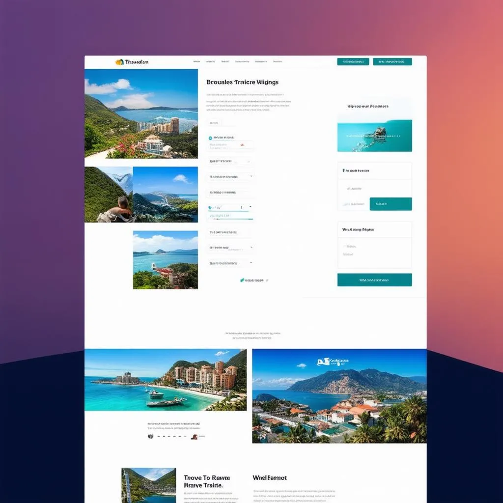 Modern travel website homepage