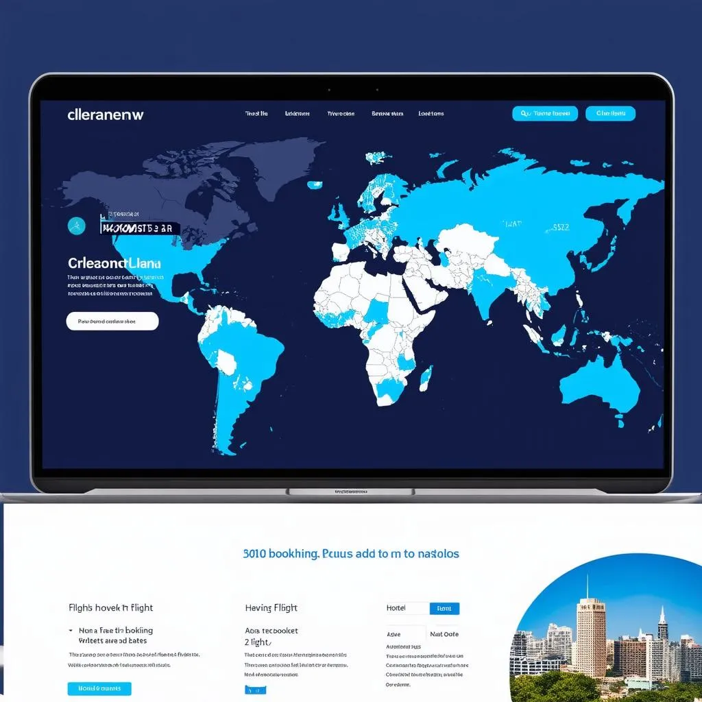 Travel website interface