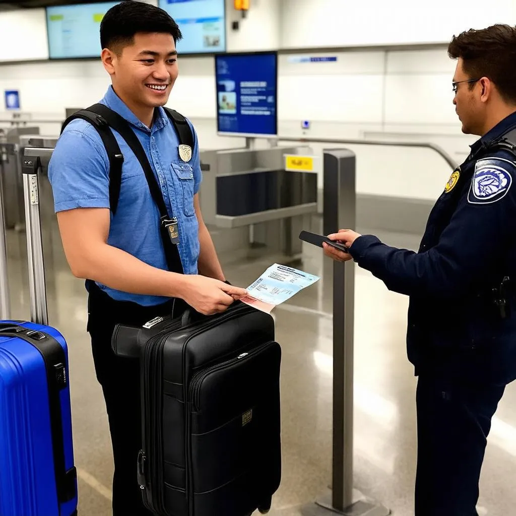 traveler at airport security