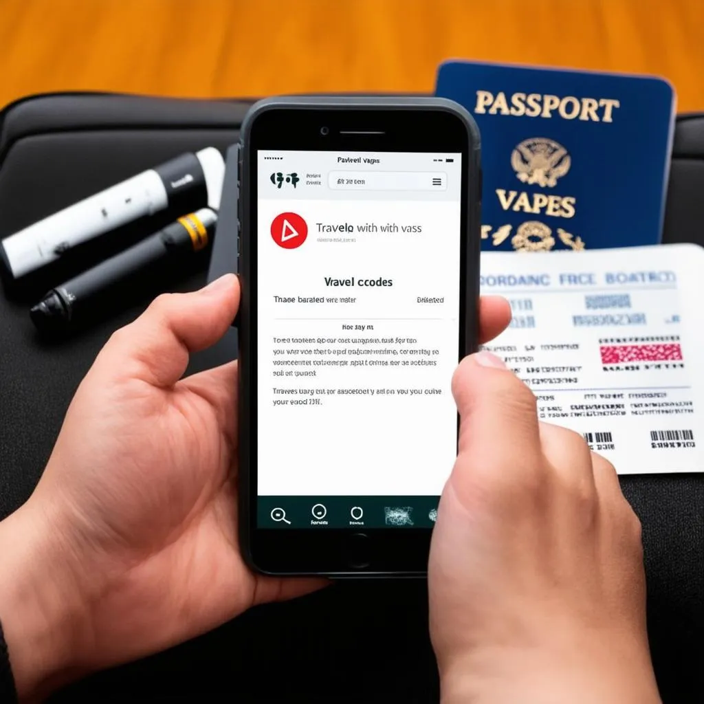 traveler using phone to check vape regulations