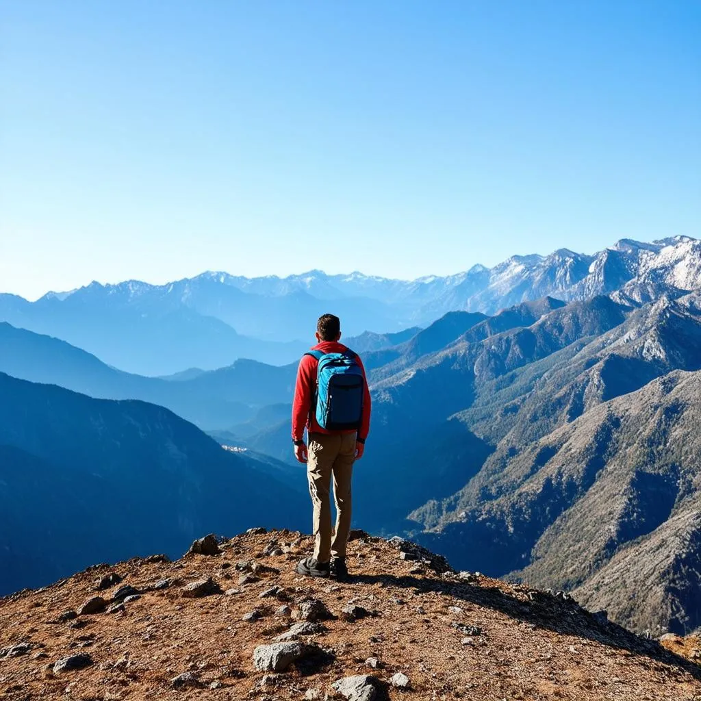 traveler contemplating a view