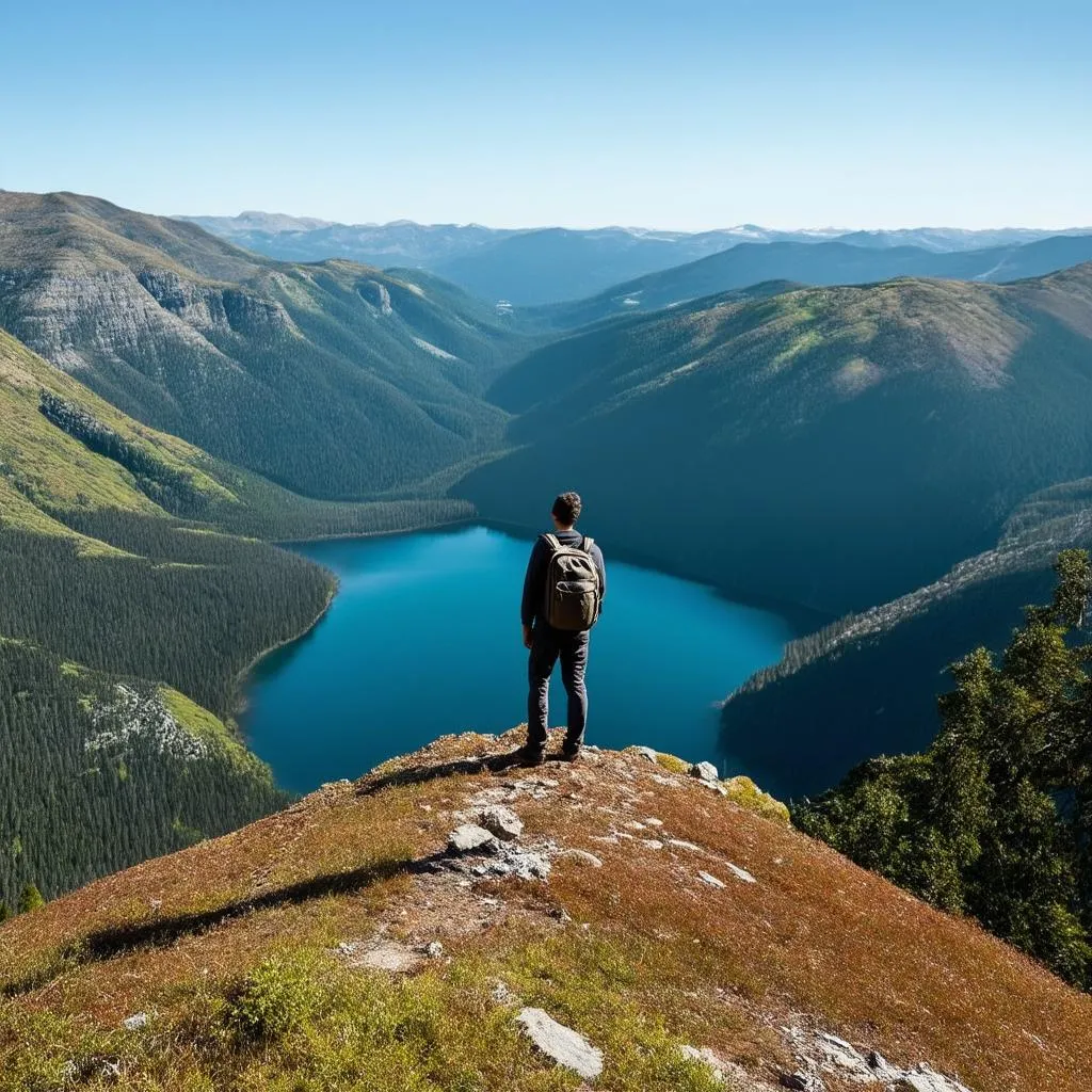 Traveler Contemplating Scenic View