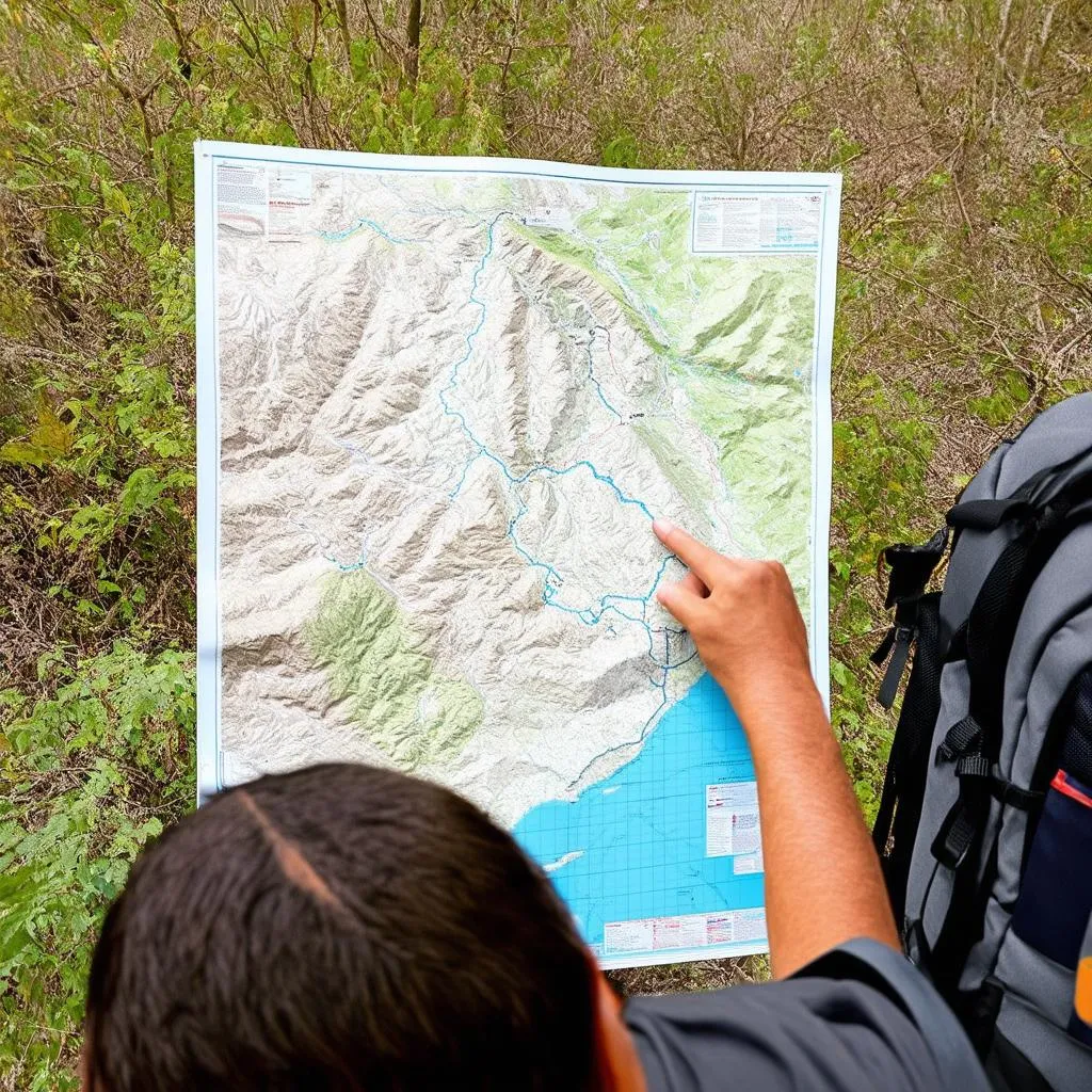 Traveler studying a map