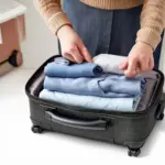 traveler packing suitcase