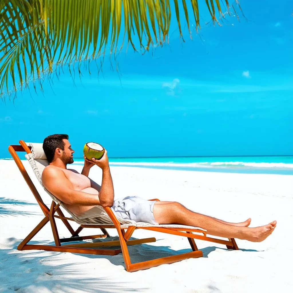 Traveler Relaxing on Beach