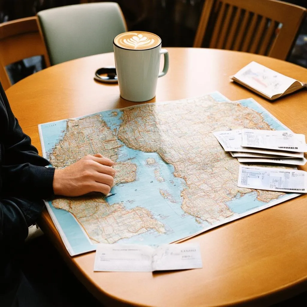 Traveler with Map and Checks