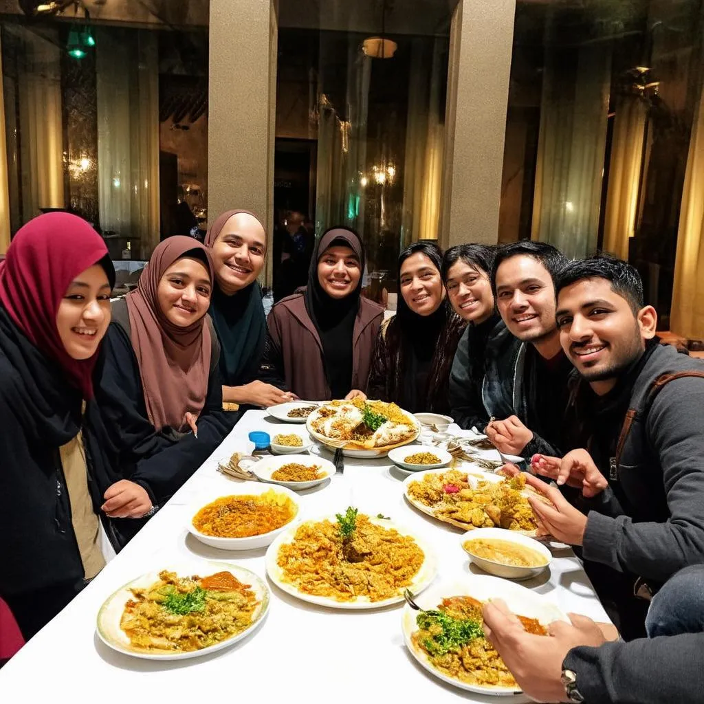 Travelers Enjoying Iftar Meal