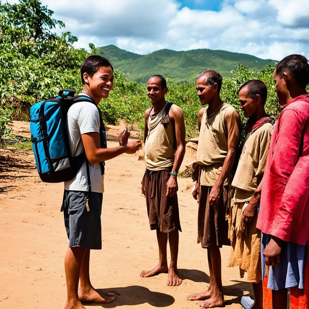 Traveller Meeting Local Tribe