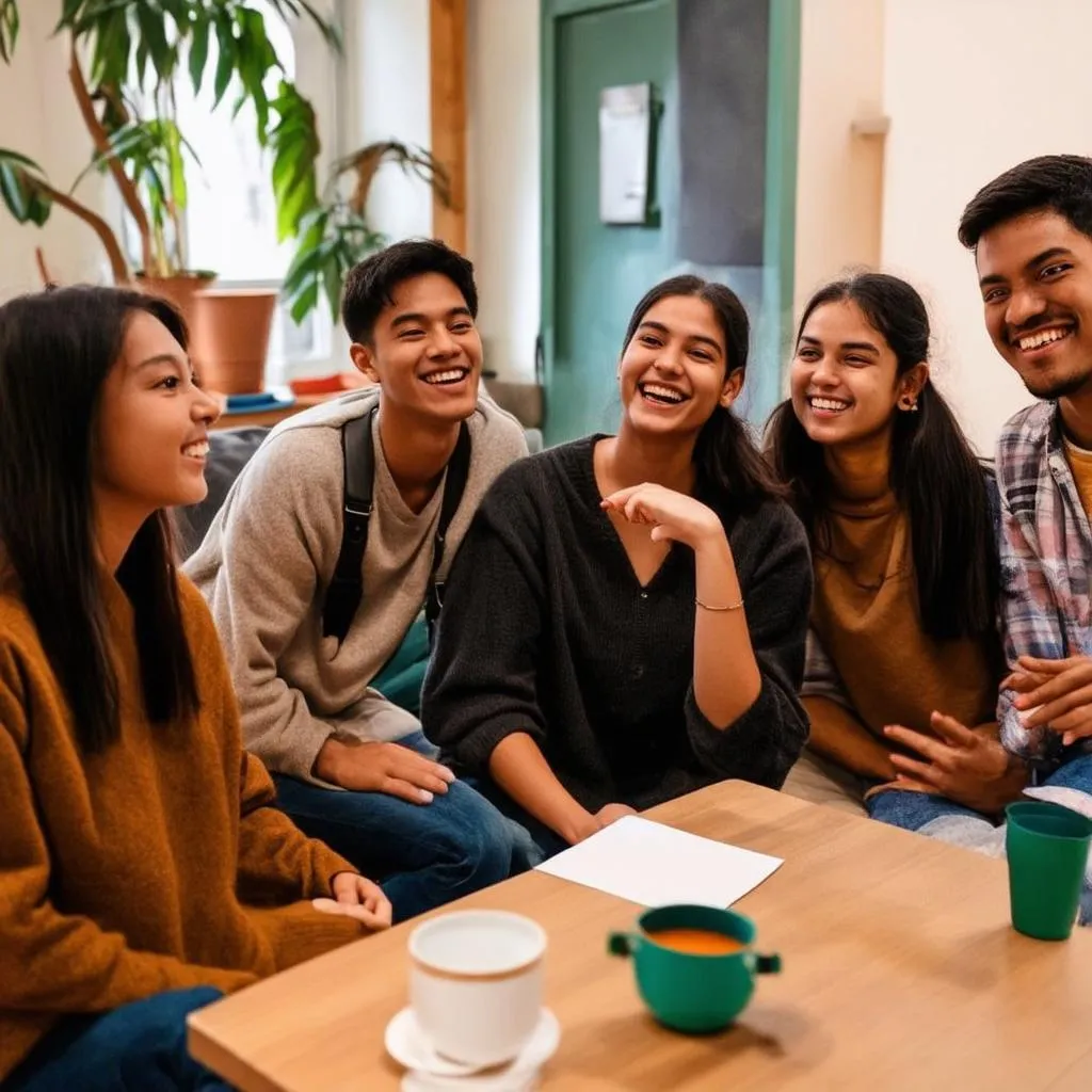 travellers meeting at a hostel