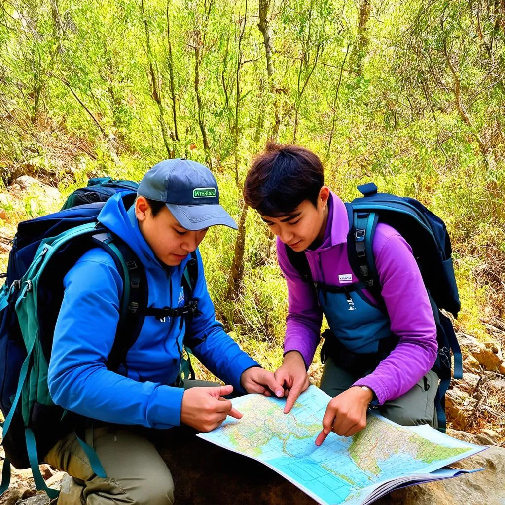 travellers planning together