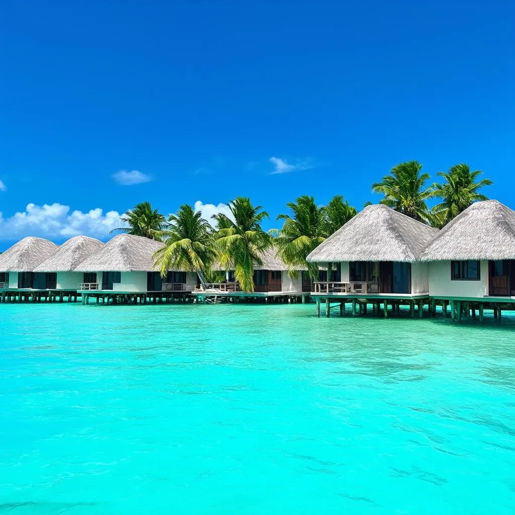 Overwater bungalows in Bora Bora