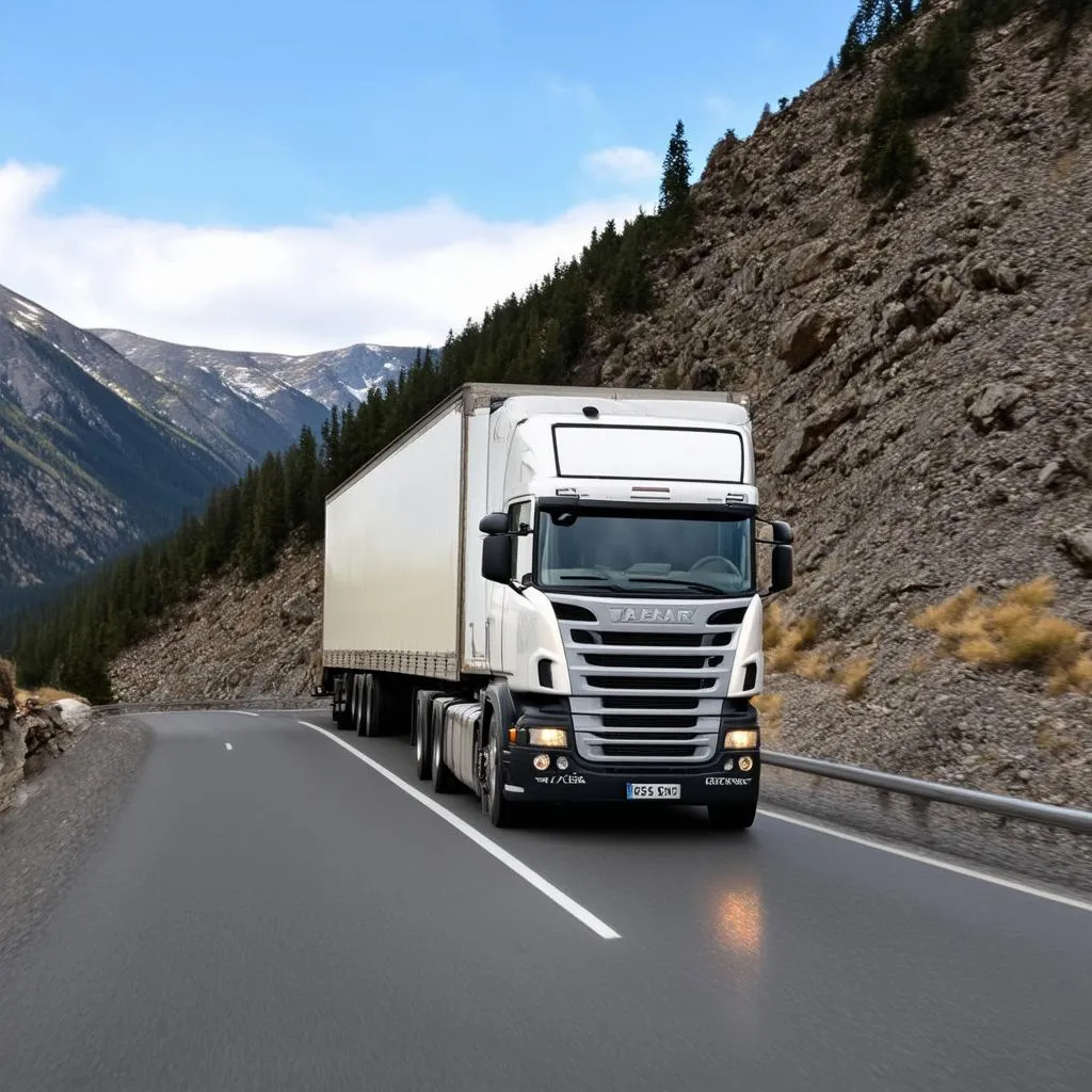 Truck on Winding Mountain Road