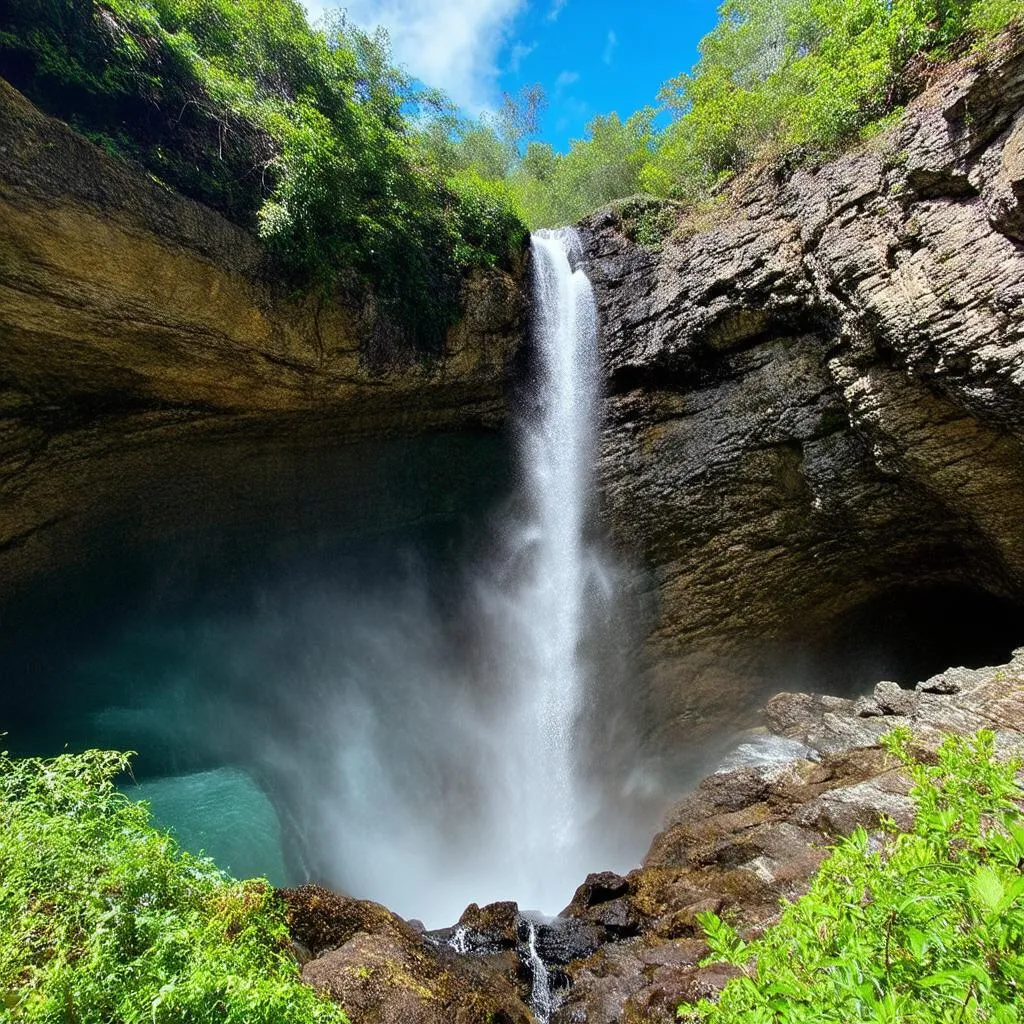 Waterfall cascading down rocks