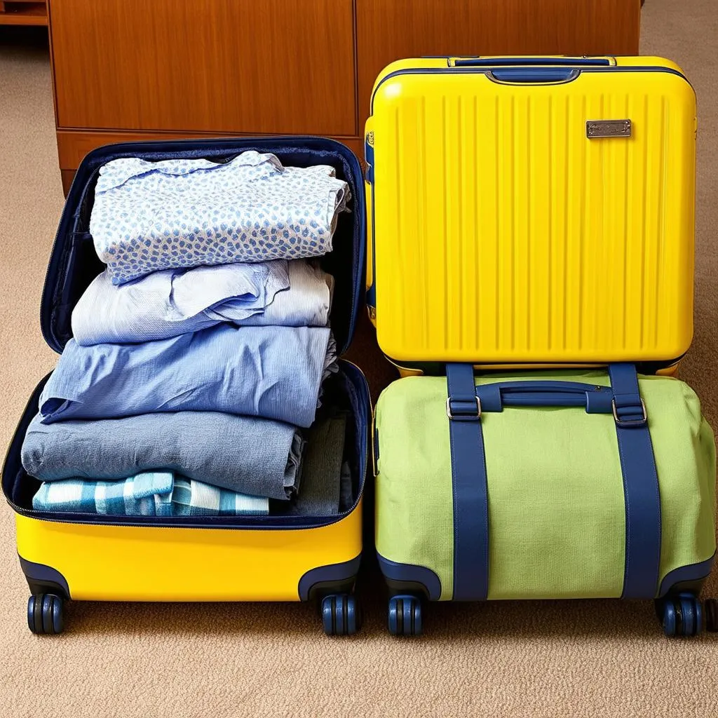 Couple of suitcases with clothes