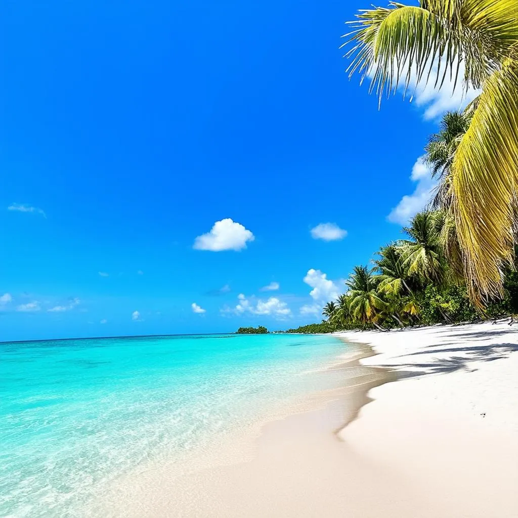 Turquoise water and white sand beach in the US Virgin Islands