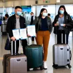 vaccinated travelers at the airport