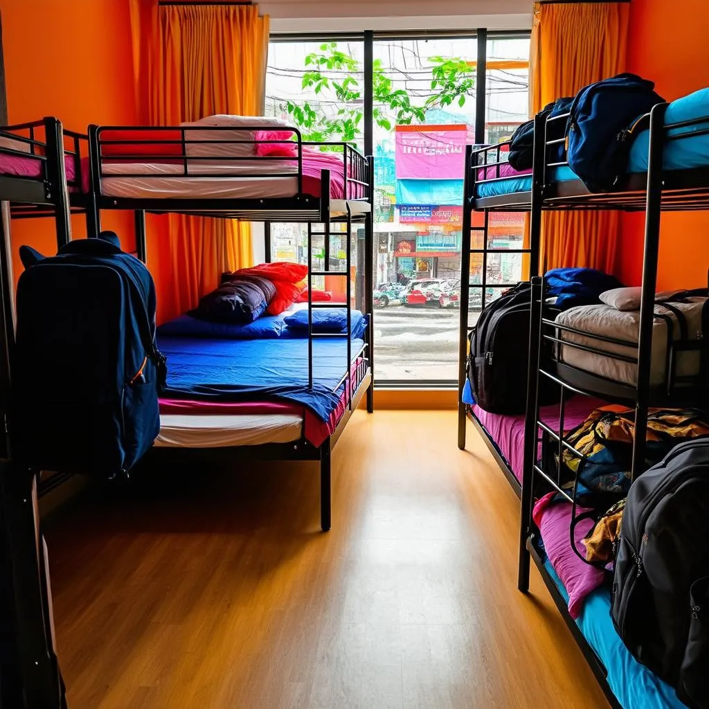 Budget hostel dorm room