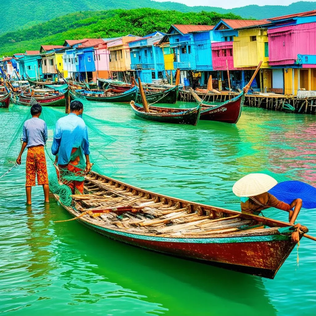 Traditional fishing village in Vietnam