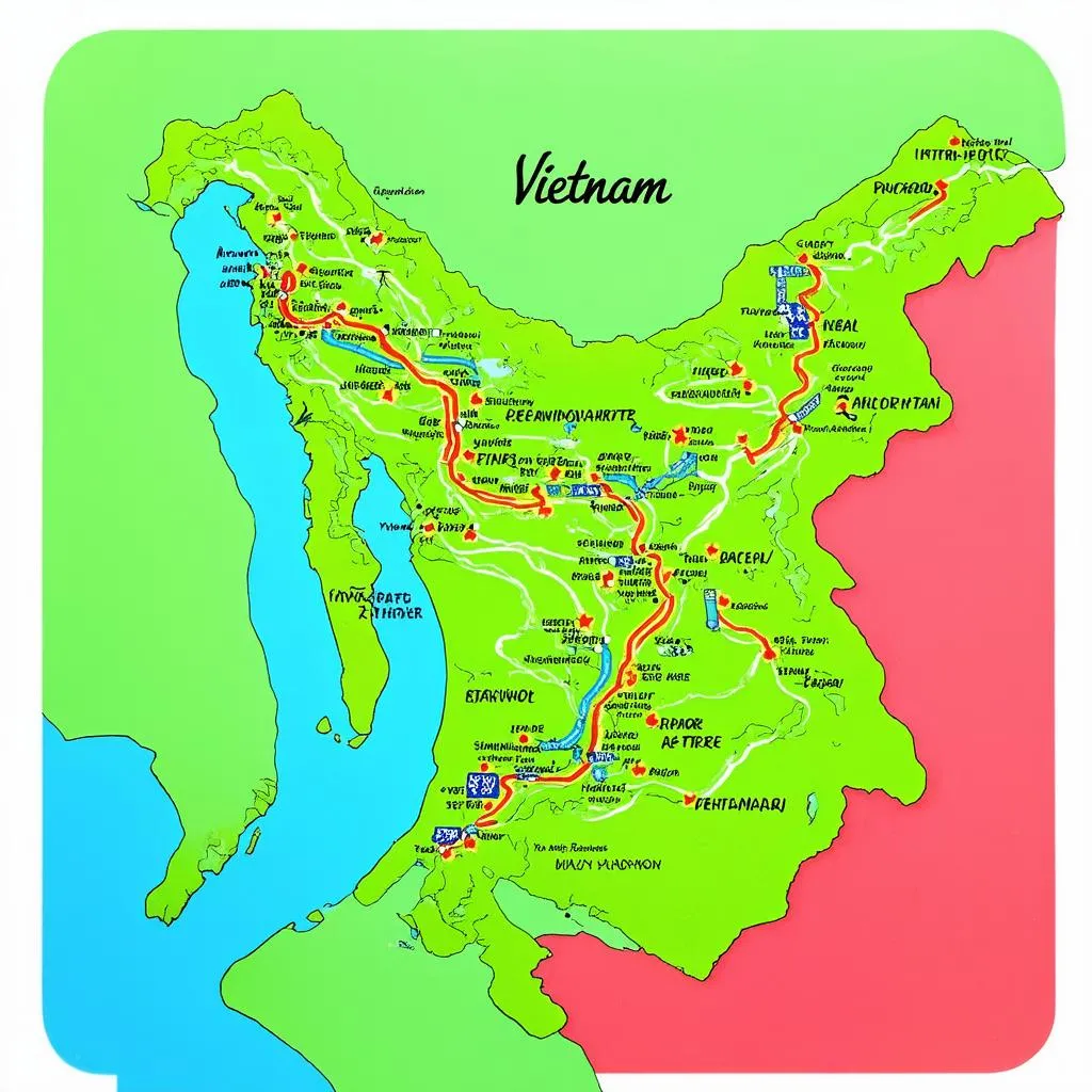 road trip map of Vietnam