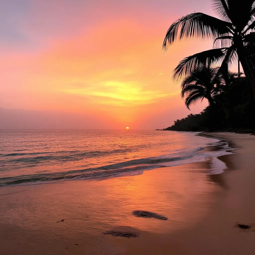 Sunrise on a beach in Vietnam