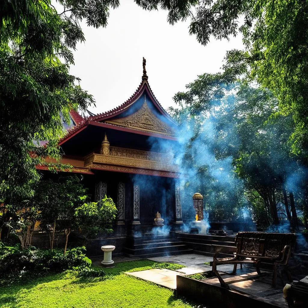 Peaceful scene at a Vietnamese temple