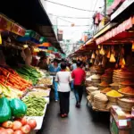 Vibrant Vietnamese market scene