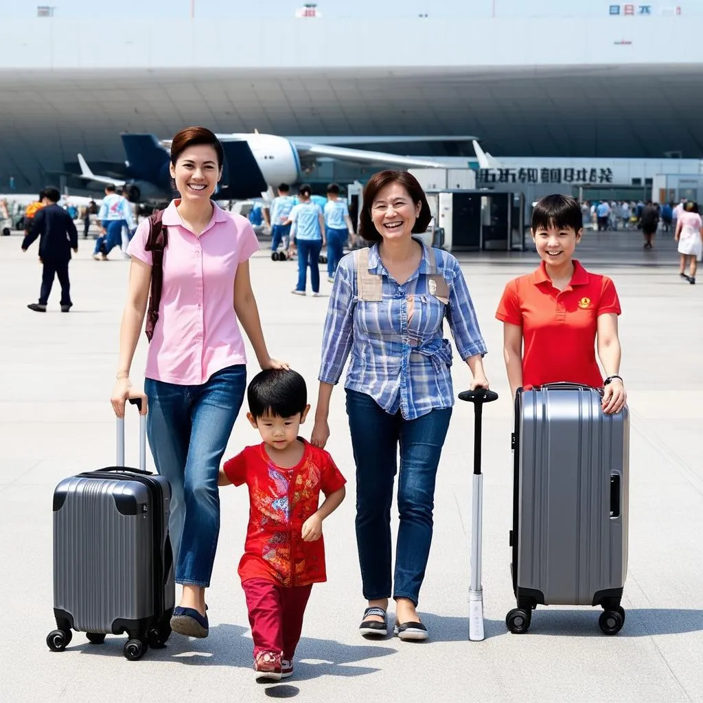 Vietnamese family traveling