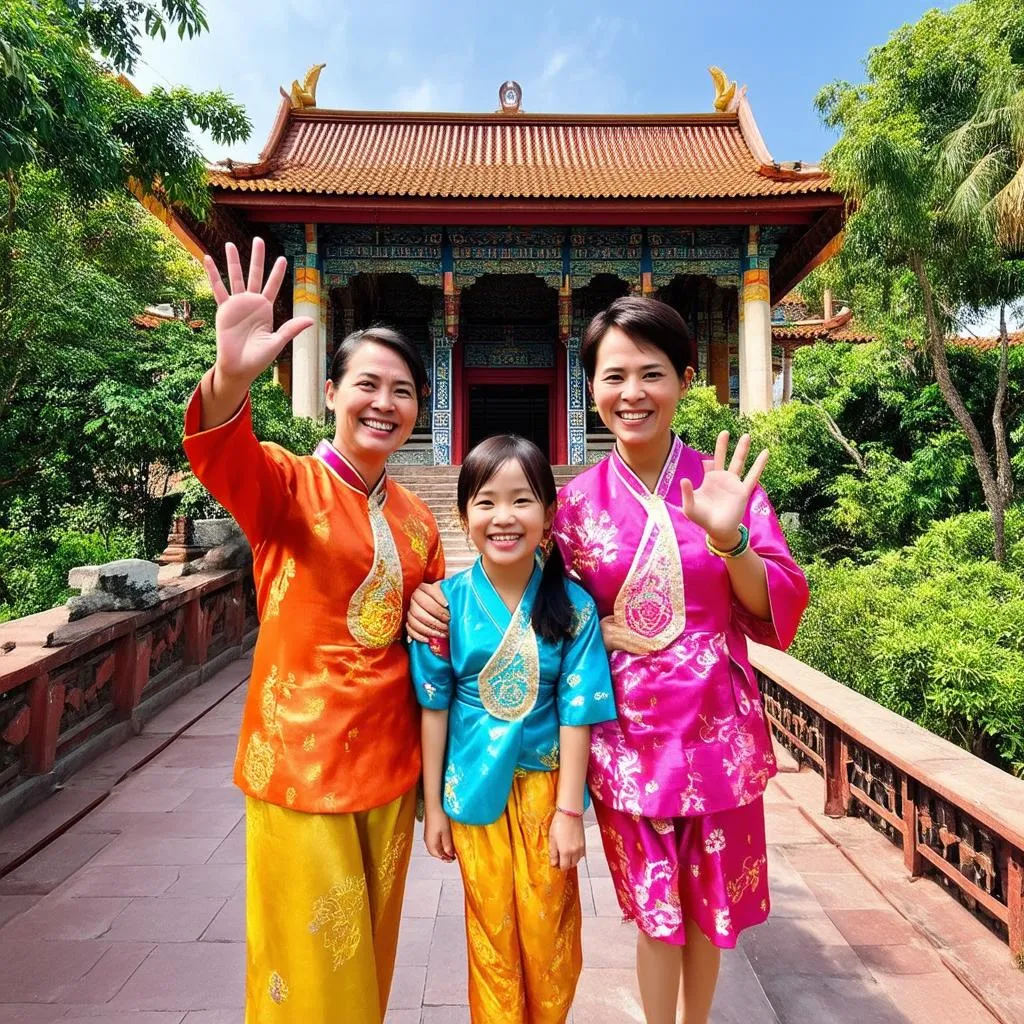 Vietnamese family traveling