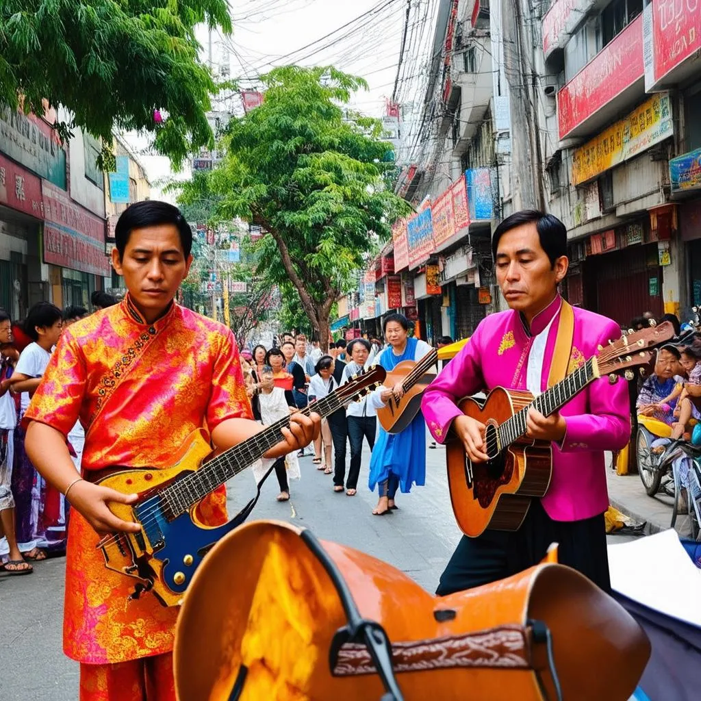 Lively Vietnamese Street Musicians