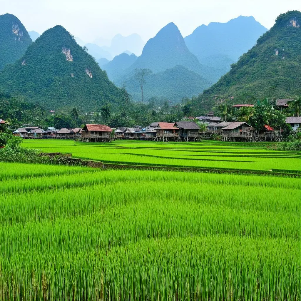 Panoramic view of Mai Chau valley