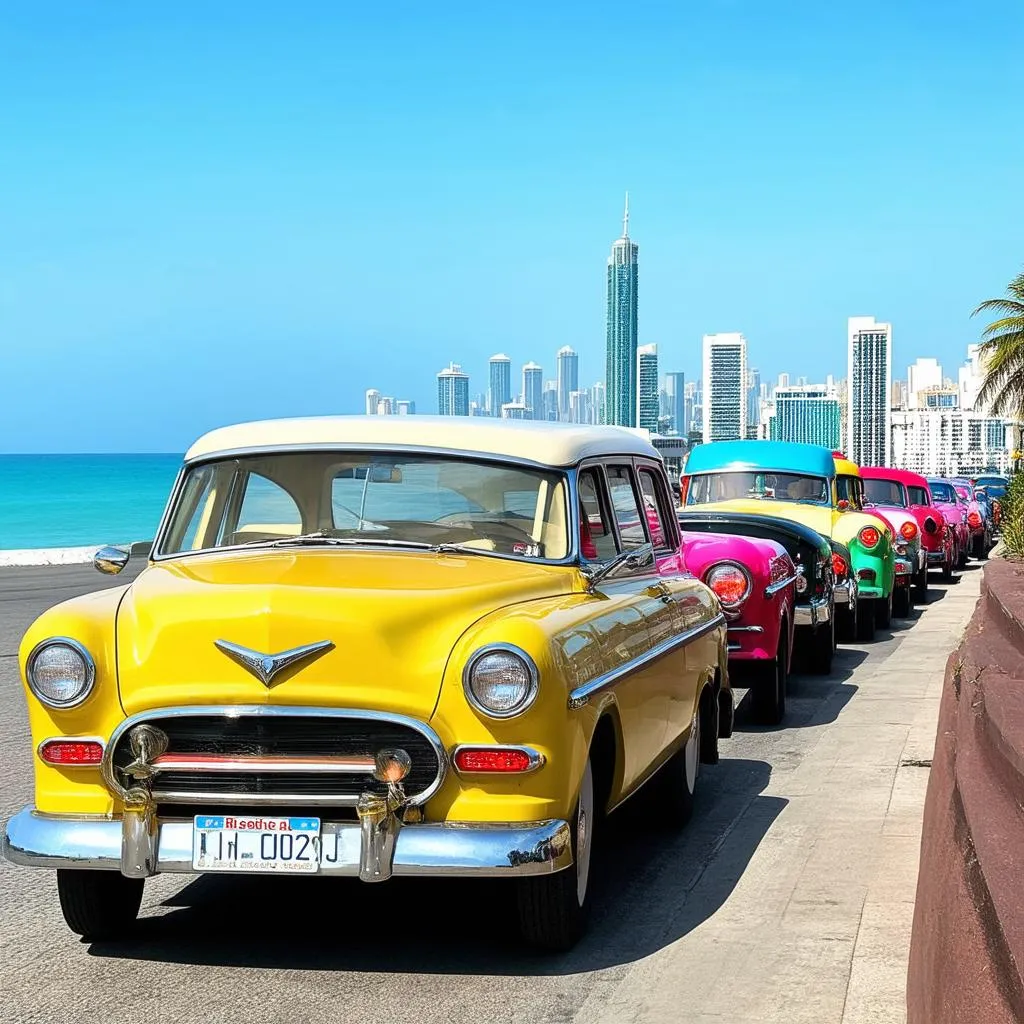 Colorful Classic Cars on the Malecon, Havana