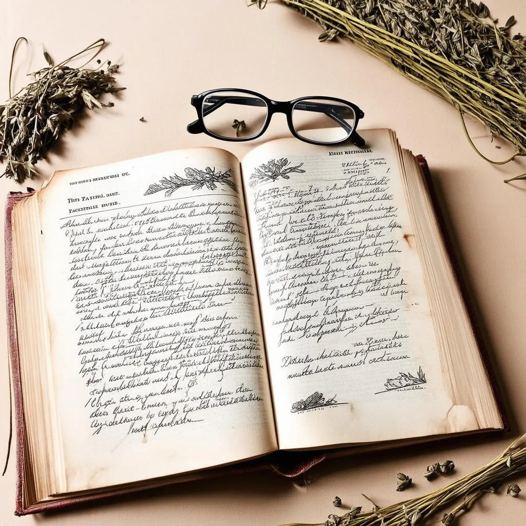 Open Medical Journal with Dried Herbs