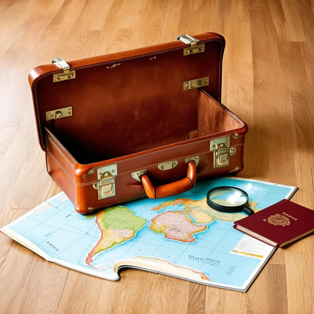 Vintage Suitcase and Map