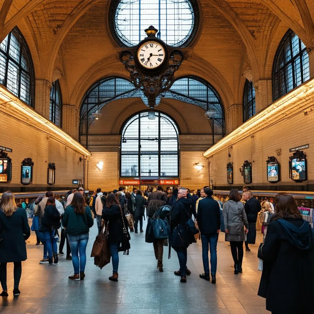 Busy train station