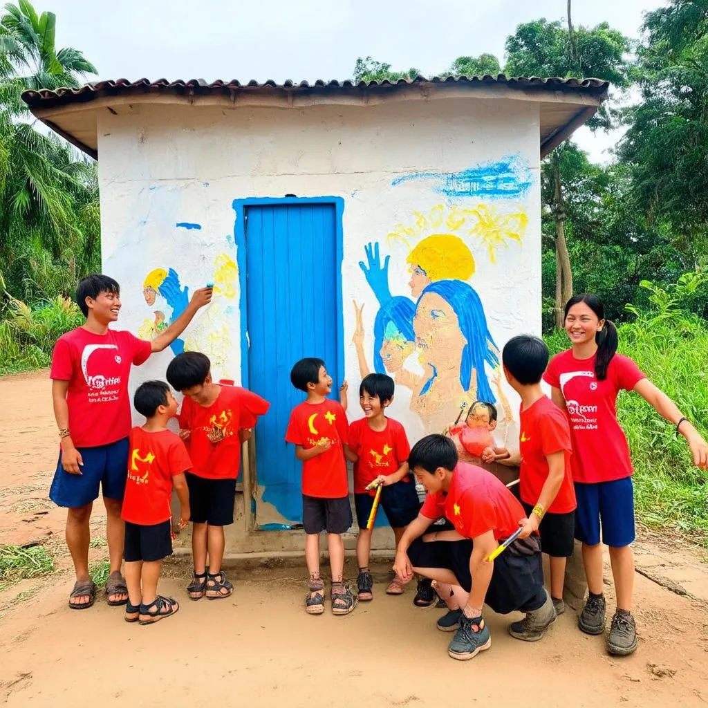 Children volunteering in Vietnam