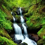 Cascading waterfall at Suoi Luong