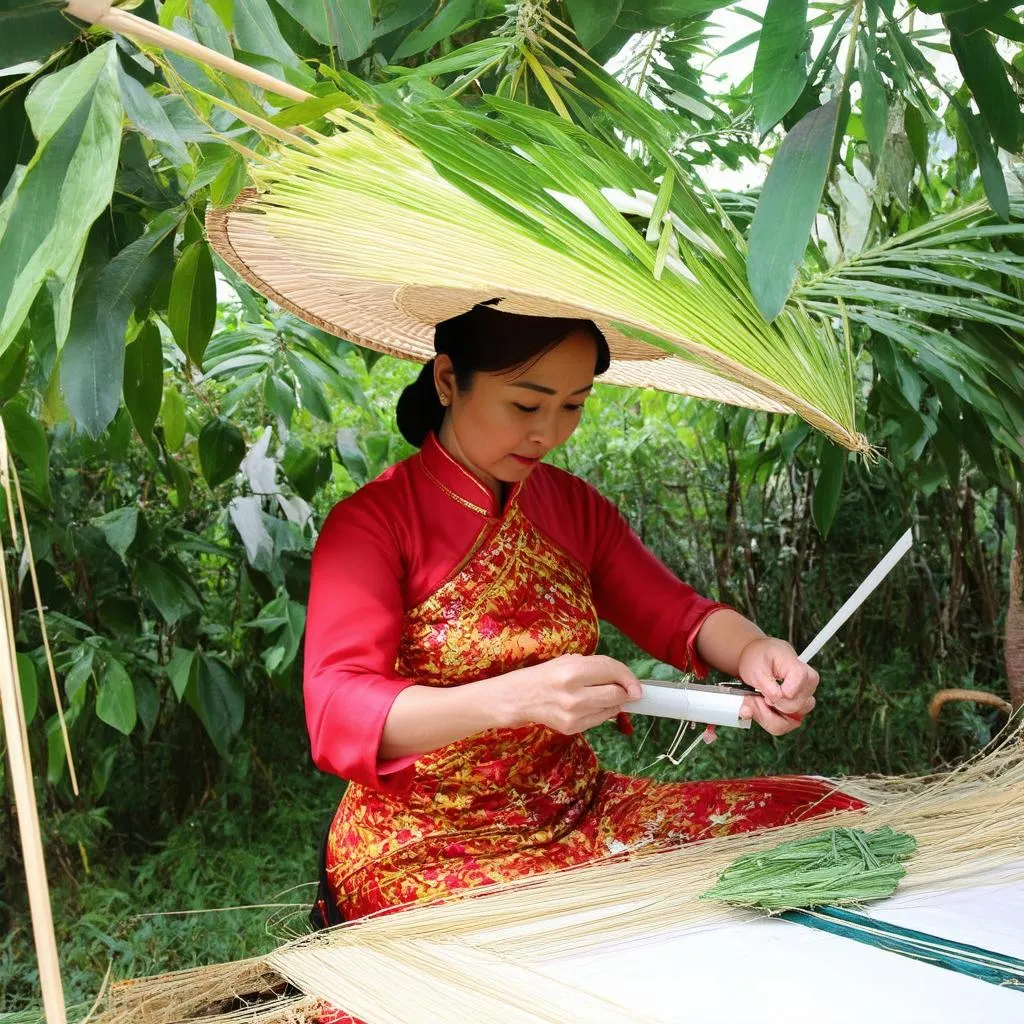 Conical hat weaving