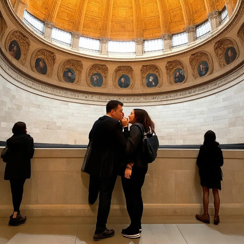 Travelers experience the unique acoustics of a whispering gallery