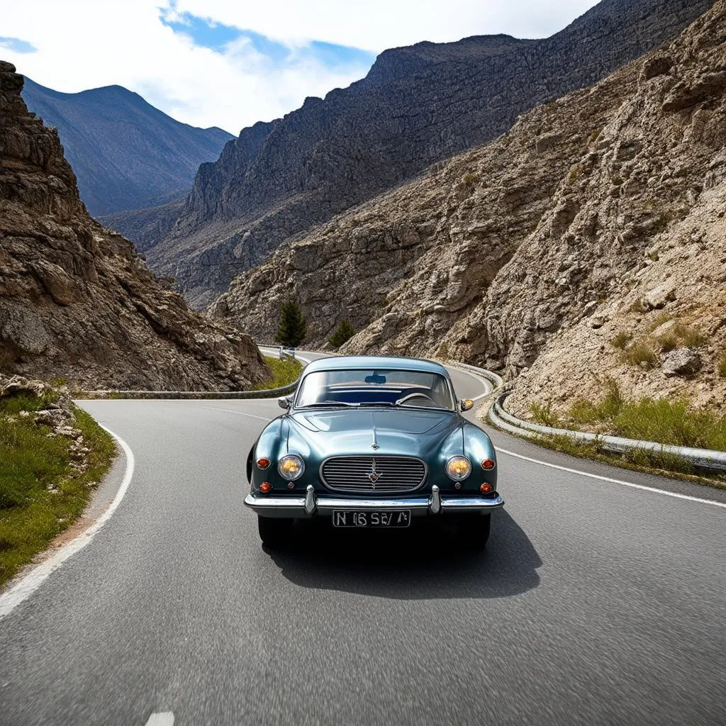 Winding road through mountains