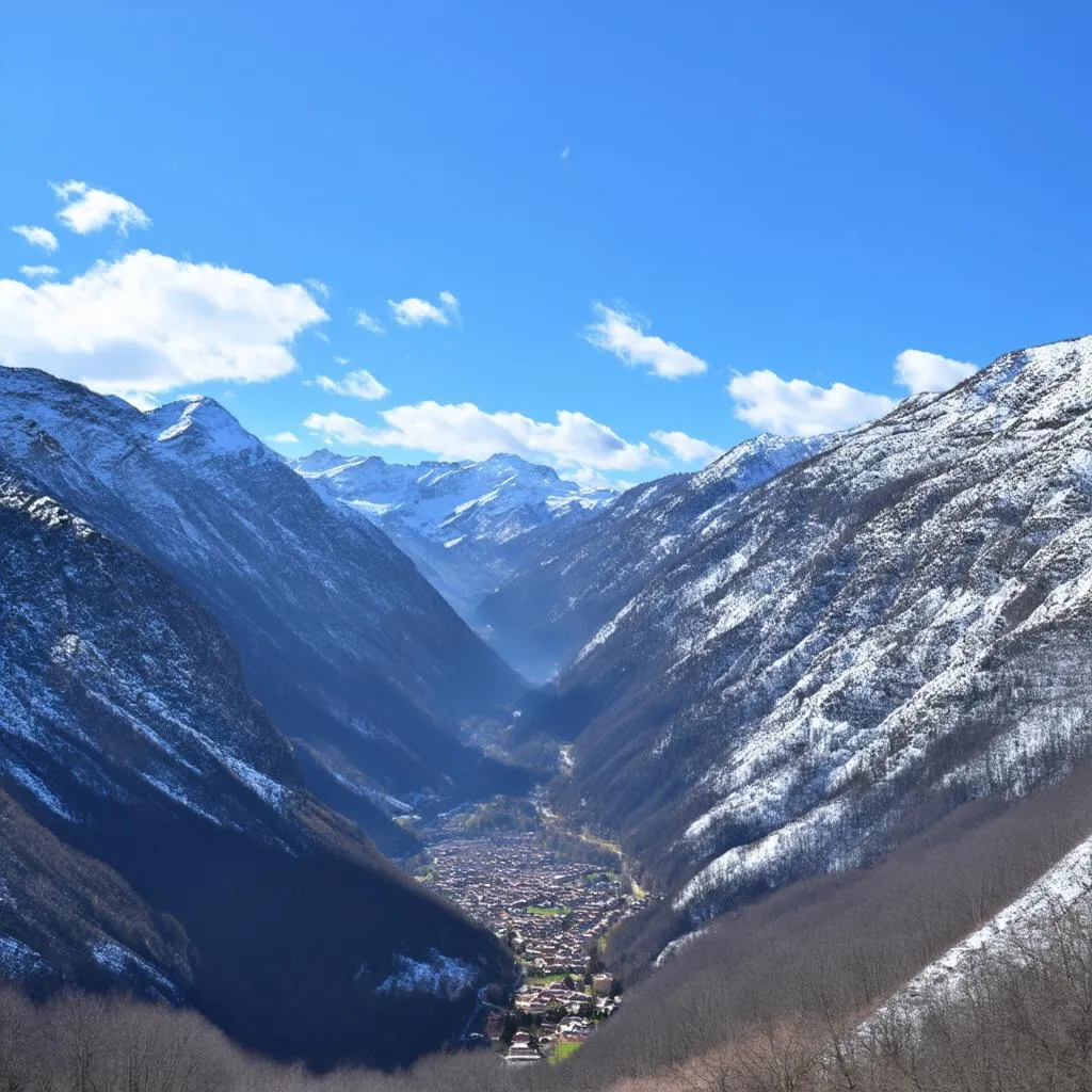 Snowy Pyrenees mountains in winter