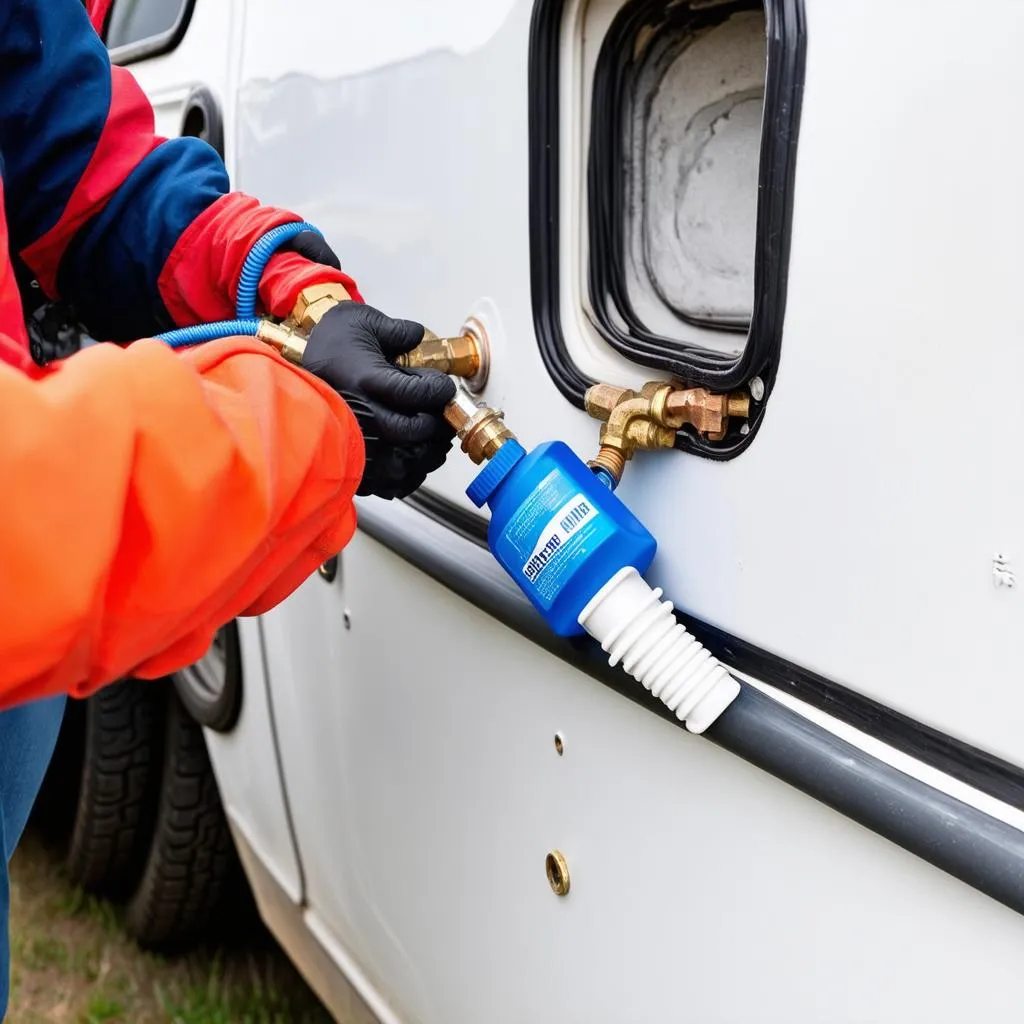 RV plumbing winterization