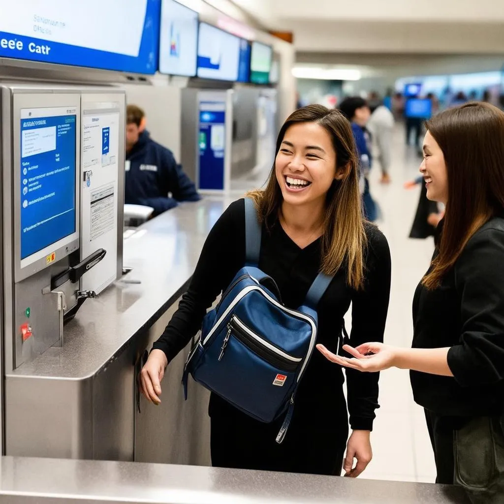 woman at airport check in