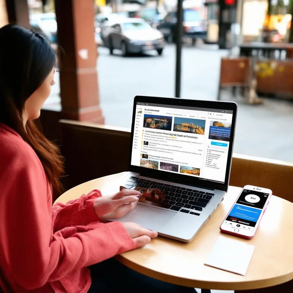 woman checking travel updates