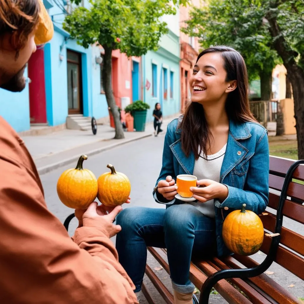 Woman enjoying mate in a Buenos Aires park